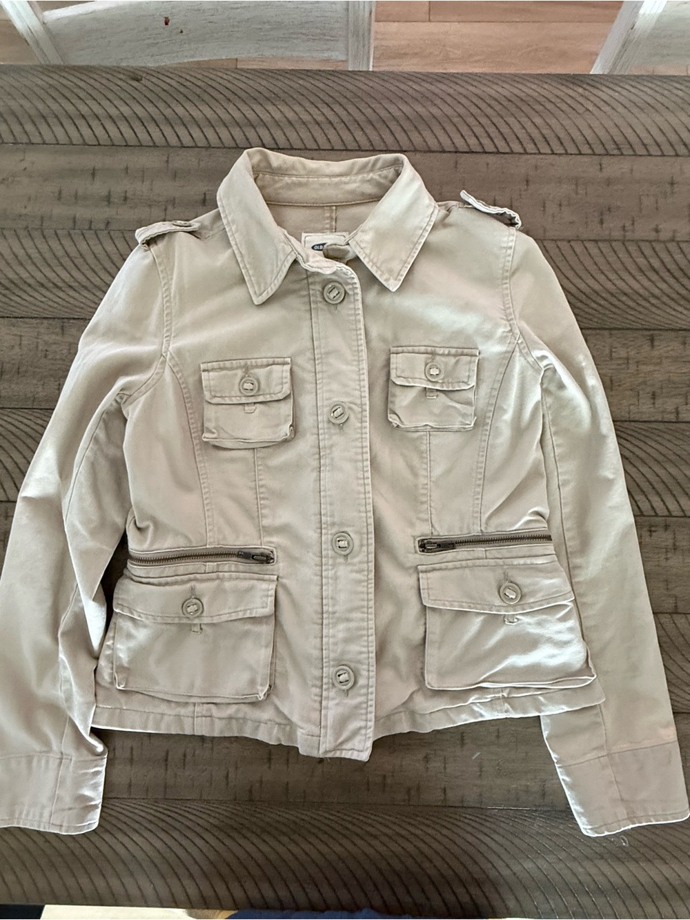Old Navy Beige Utility Jacket with Front Pockets
